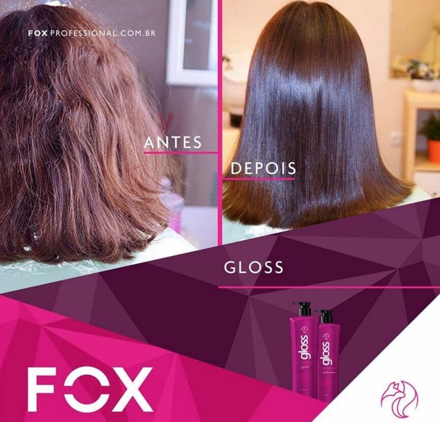 Fox Gloss Progressive Brush Smart Keratin Treatment Kit with two 1000ml bottles for professional hair care and smoothing.