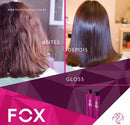 Fox Gloss Progressive Brush Smart Keratin Treatment Kit with two 1000ml bottles for professional hair care and smoothing.