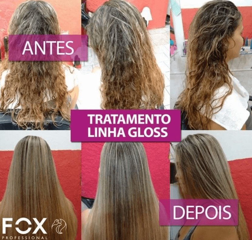 FOX PROFESSIONAL Fox Gloss Progressive Brush Smart Keratin Treatment Kit with two 1000ml bottles for hair smoothing and repair.