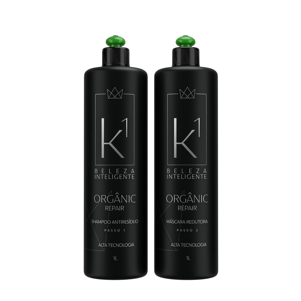 K1 Cosmetics kit Organic Repair Progressive Brush Without Formaldehyde Anti-residue Shampoo and Volume Reducer 2x1000ml/33.8 fl.oz - BuyBrazil
