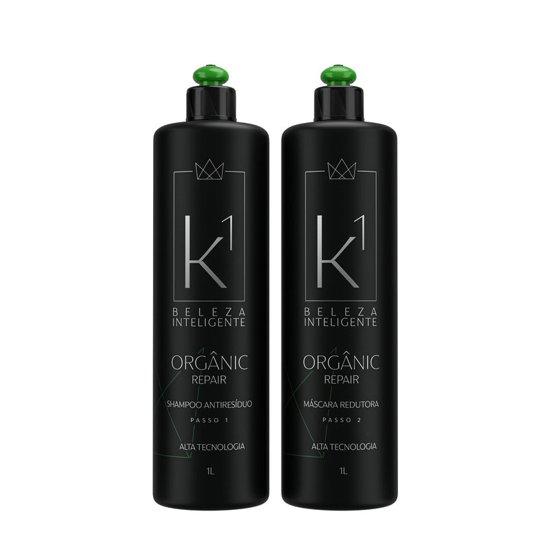 K1 Cosmetics kit Organic Repair Progressive Brush Without Formaldehyde Anti-residue Shampoo and Volume Reducer 2x1000ml/33.8 fl.oz - BuyBrazil