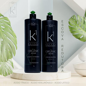 K1 Cosmetics kit Organic Repair Progressive Brush Without Formaldehyde Anti-residue Shampoo and Volume Reducer 2x1000ml/33.8 fl.oz - BuyBrazil