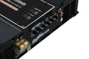 Powerus PW3500 1-ohm car amplifier showing front panel with controls and branding, rated at 3500 watts RMS for car audio.