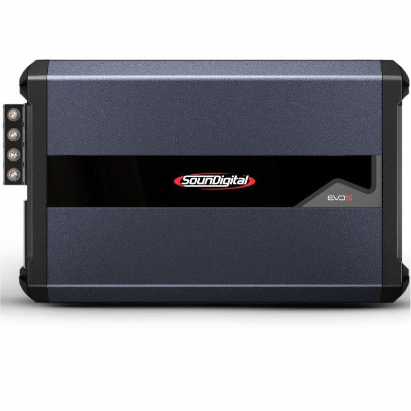 Soundigital SD2000.4 EVO 5.0 car audio amplifier with 4 channels and 2000 watts RMS, featuring a sleek metal design.