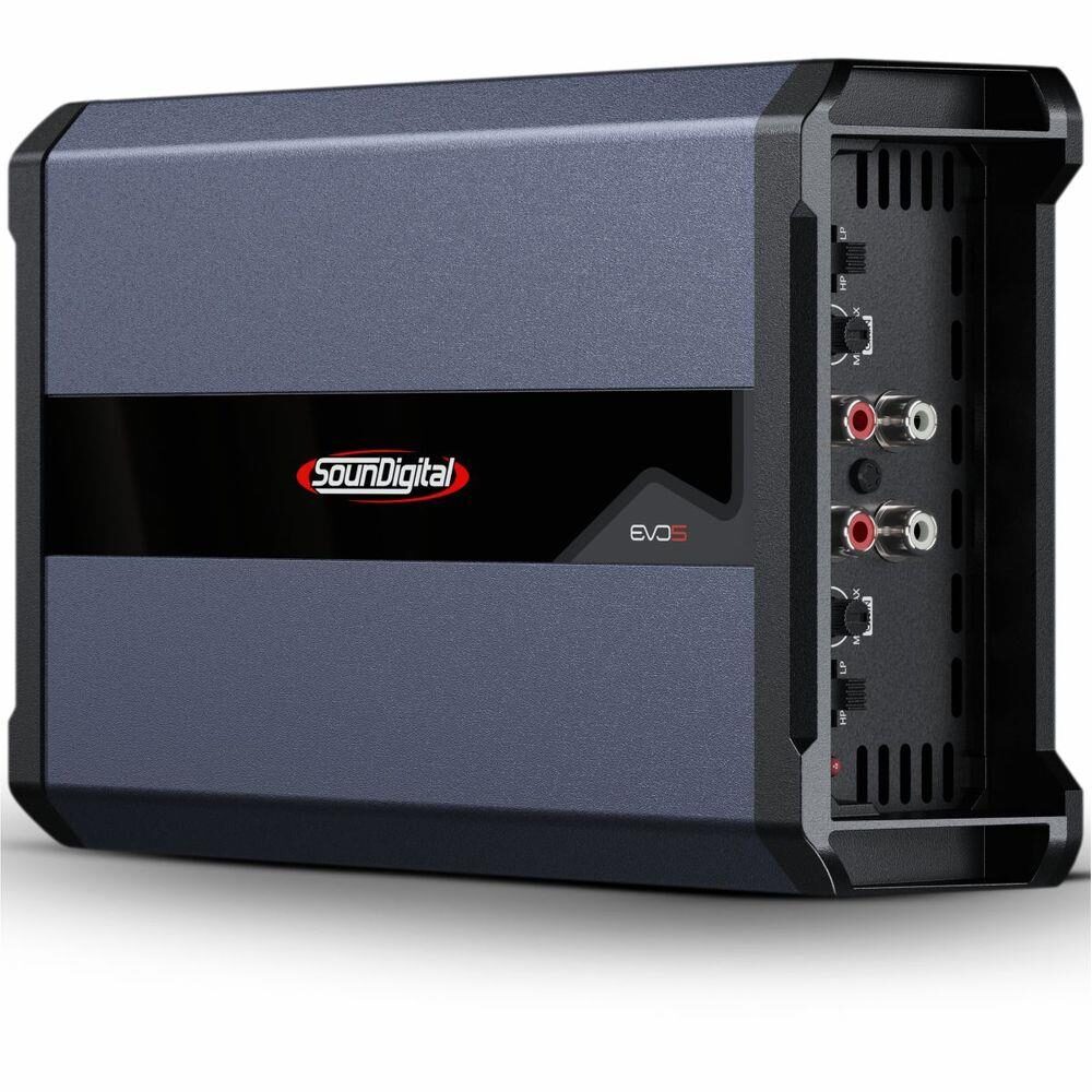 Soundigital SD2000.4 EVO 5.0 car audio amplifier with four channels and 2000 watts RMS, shown in the image.